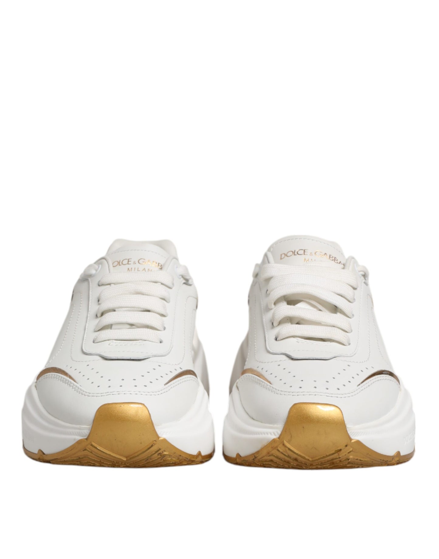 Dolce &amp; Gabbana – Daymaster – Sneaker aus Leder in Weißgold