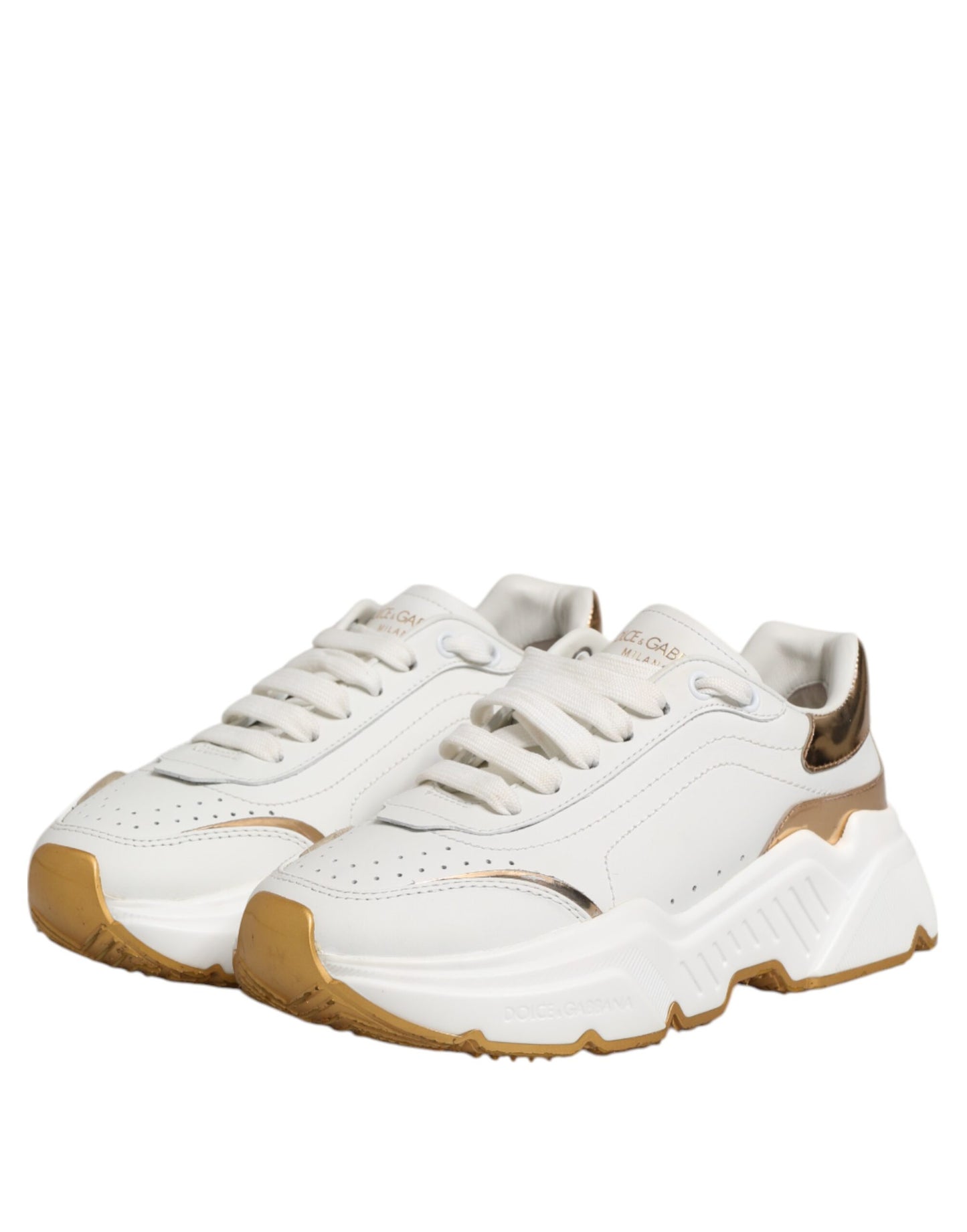 Dolce &amp; Gabbana – Daymaster – Sneaker aus Leder in Weißgold