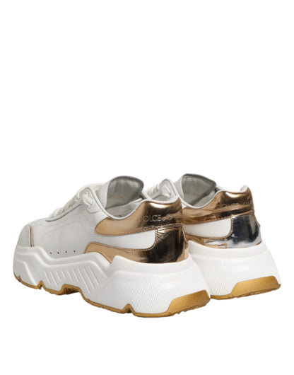Dolce &amp; Gabbana – Daymaster – Sneaker aus Leder in Weißgold