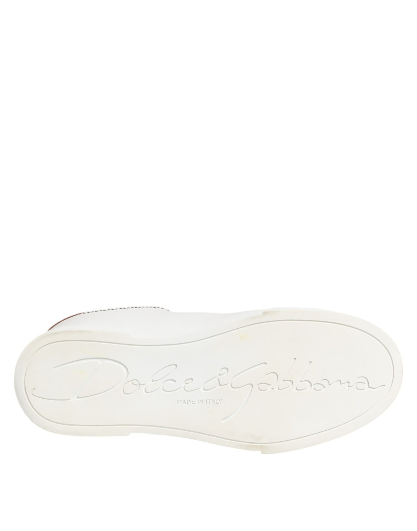 Dolce &amp; Gabbana Weißgold Leder Low Top Sneakers Schuhe