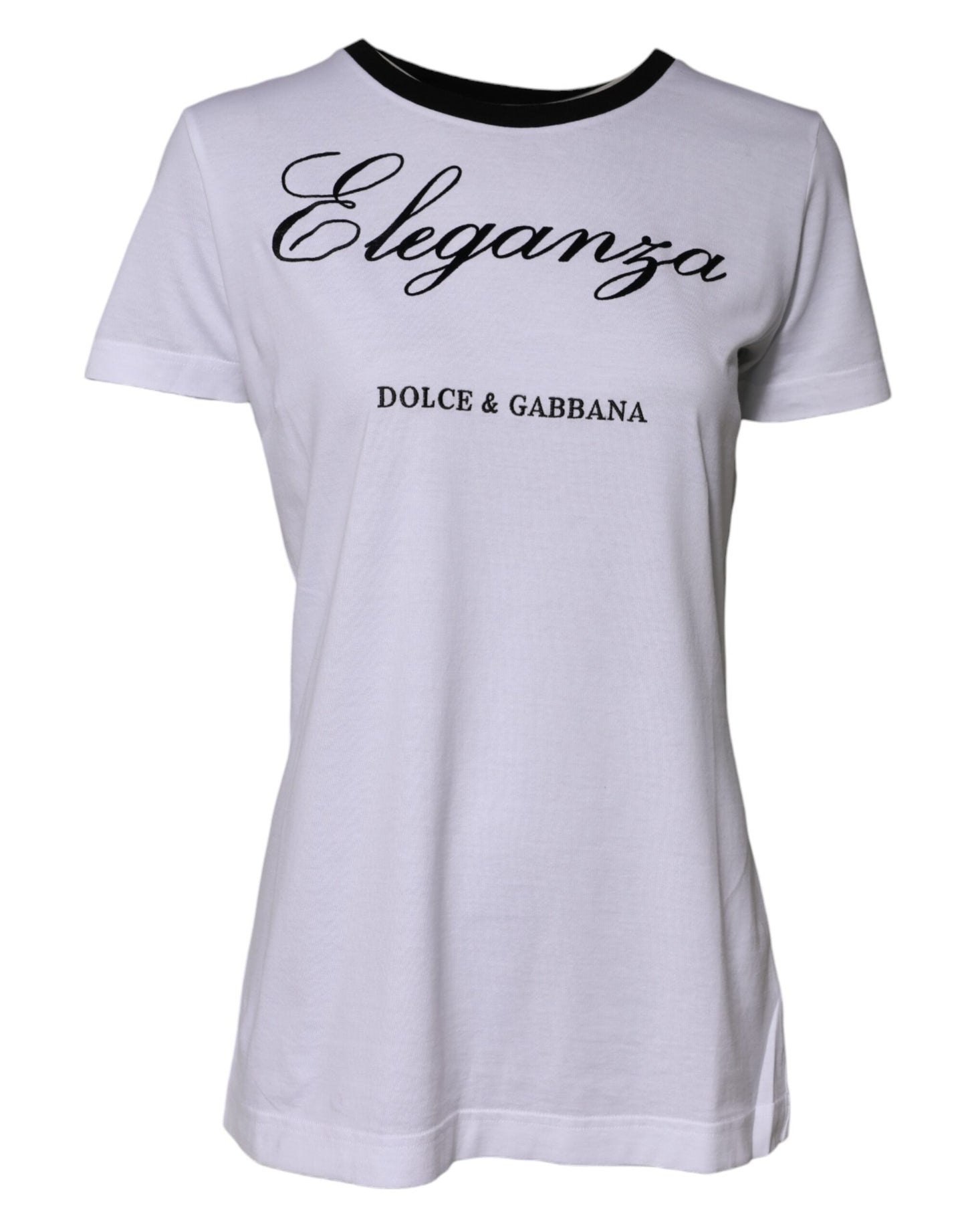 Dolce &amp; Gabbana Weißes Eleganza-T-Shirt aus Baumwolle mit Rundhalsausschnitt