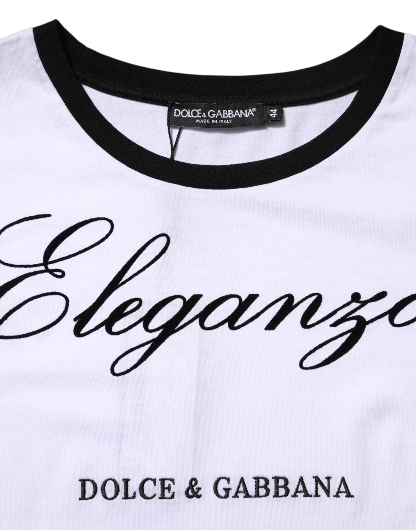 Dolce &amp; Gabbana Weißes Eleganza-T-Shirt aus Baumwolle mit Rundhalsausschnitt