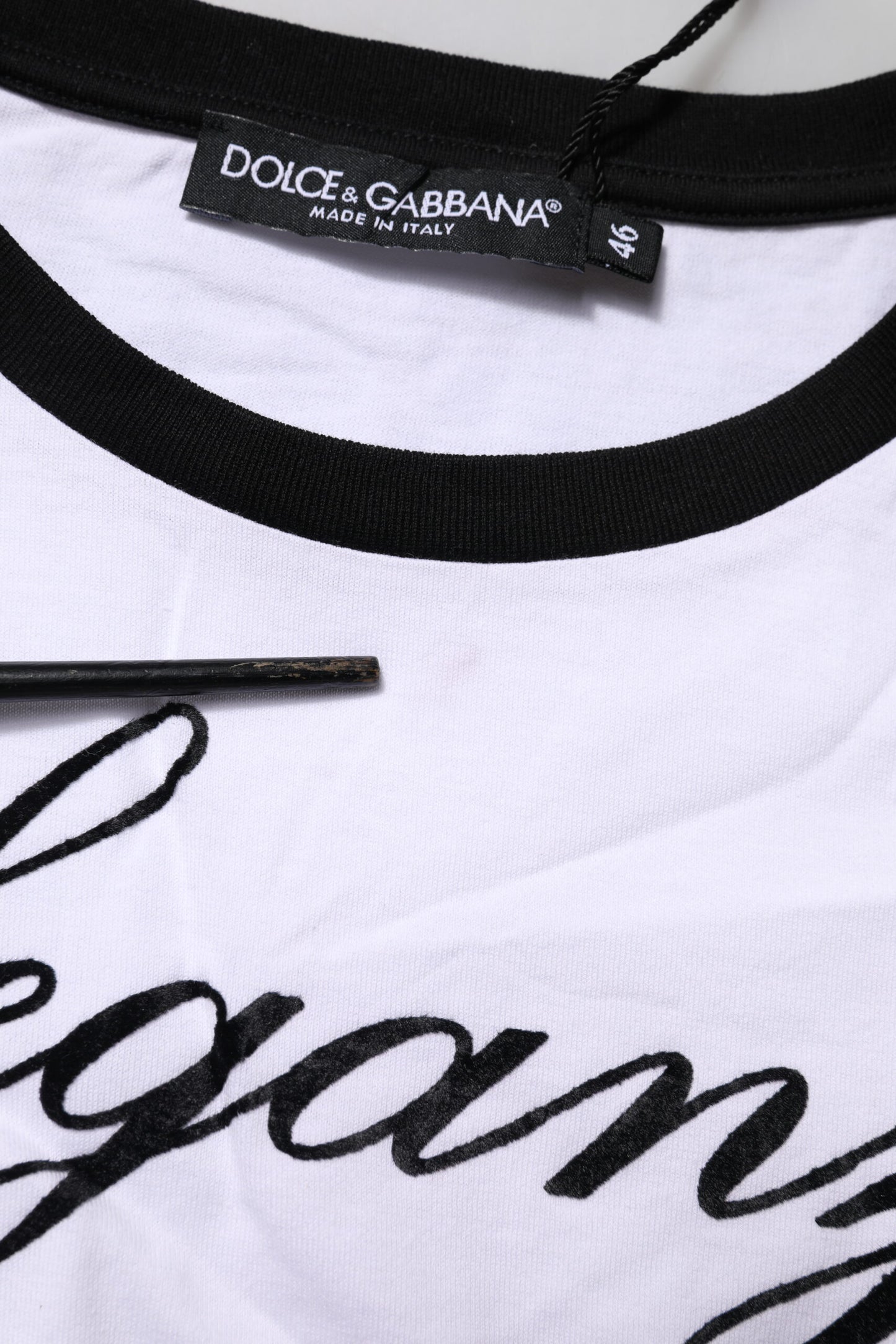 Dolce &amp; Gabbana Weißes Eleganza-T-Shirt aus Baumwolle mit Rundhalsausschnitt