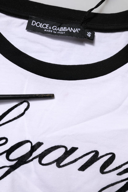 Dolce &amp; Gabbana Weißes Eleganza-T-Shirt aus Baumwolle mit Rundhalsausschnitt