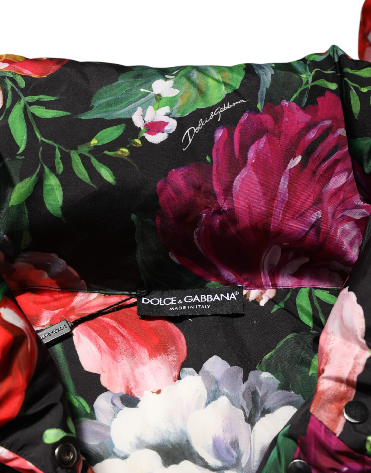 Dolce &amp; Gabbana – Puffermantel mit Kapuze und mehrfarbigem Blumenmuster