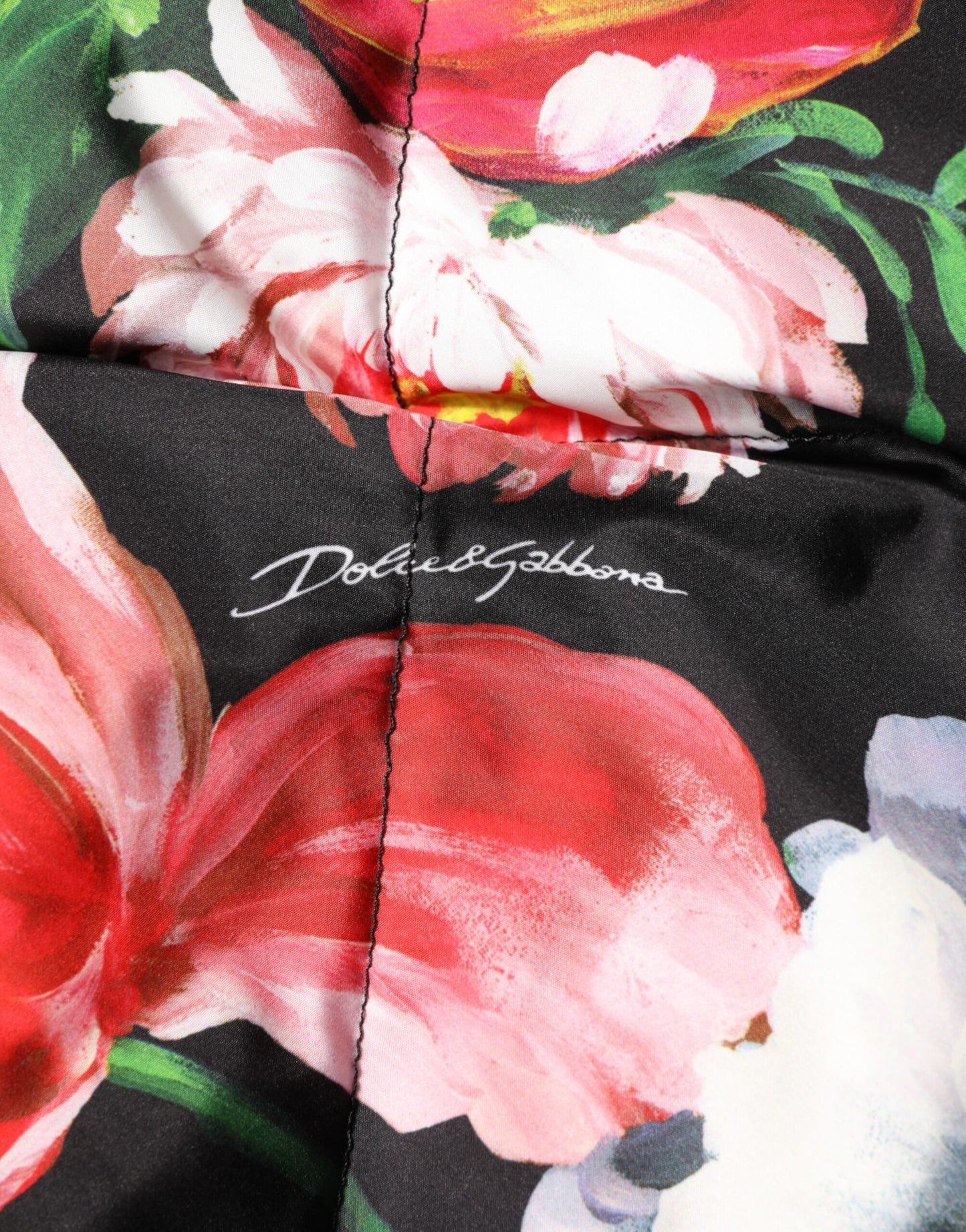 Dolce &amp; Gabbana – Puffermantel mit Kapuze und mehrfarbigem Blumenmuster