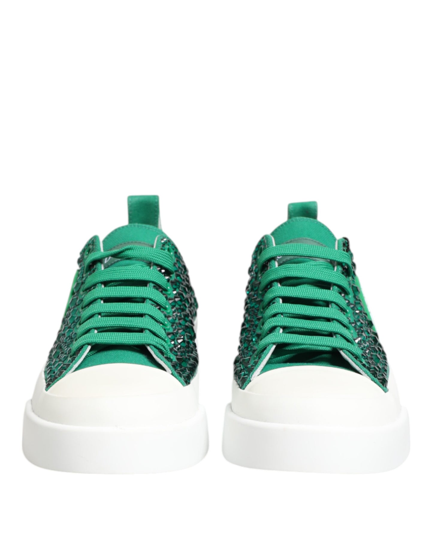 Dolce &amp; Gabbana Grüne Portofino Kristall DG Logo Sneakers Schuhe