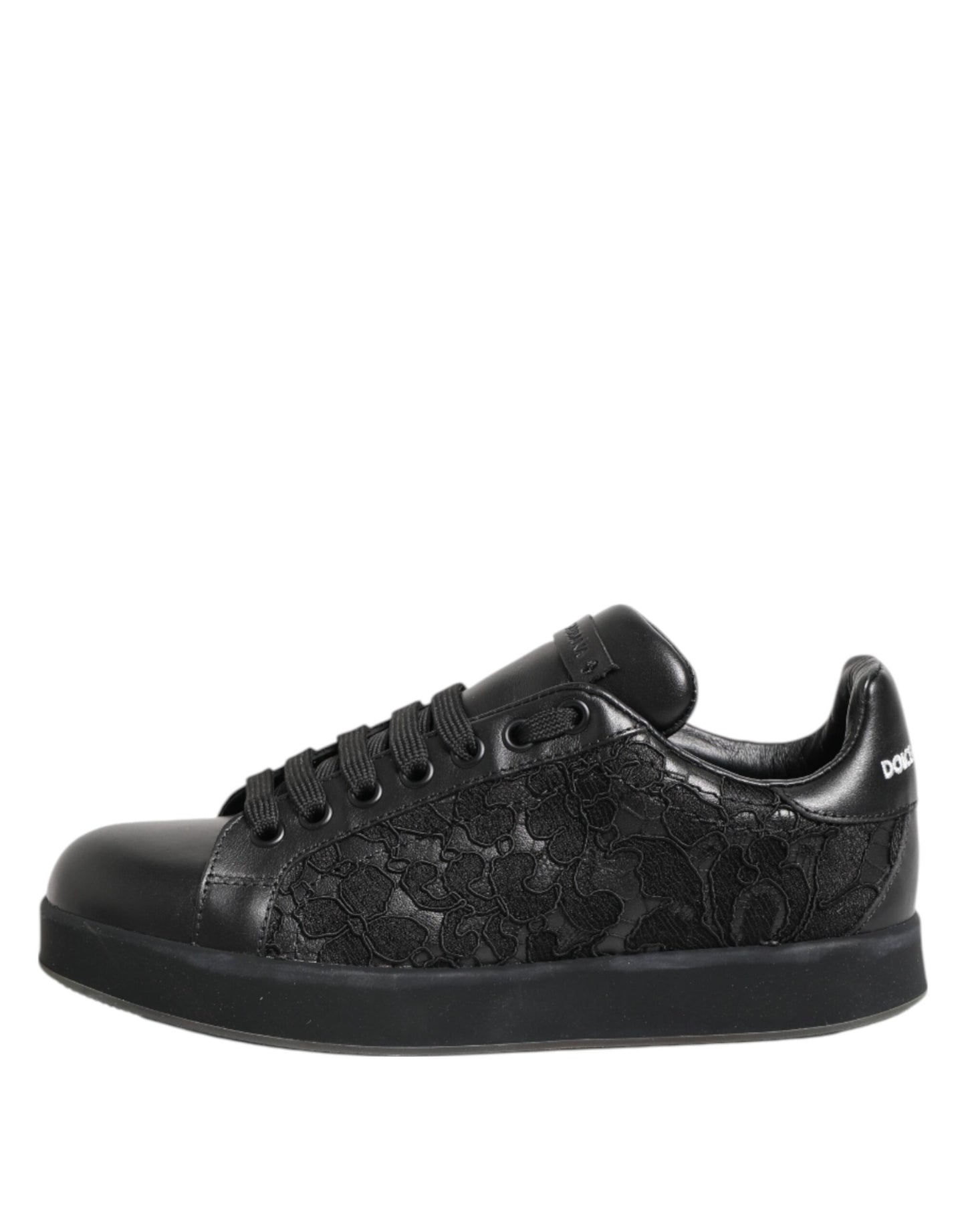 Dolce &amp; Gabbana Schwarze Sneakers mit Blumenspitze