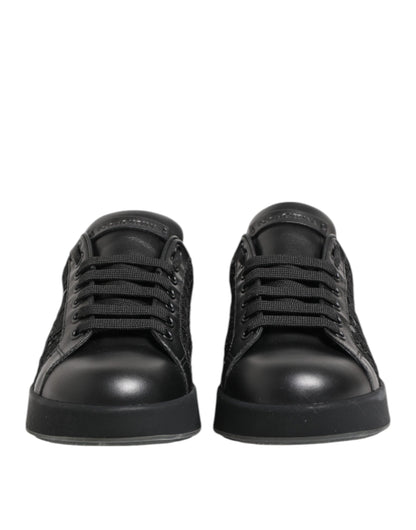 Dolce &amp; Gabbana Schwarze Sneakers mit Blumenspitze