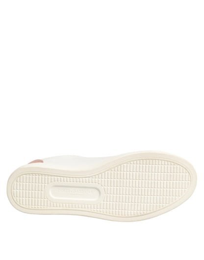 Dolce &amp; Gabbana Weiß Rosa Leder Low Top Sneakers Schuhe