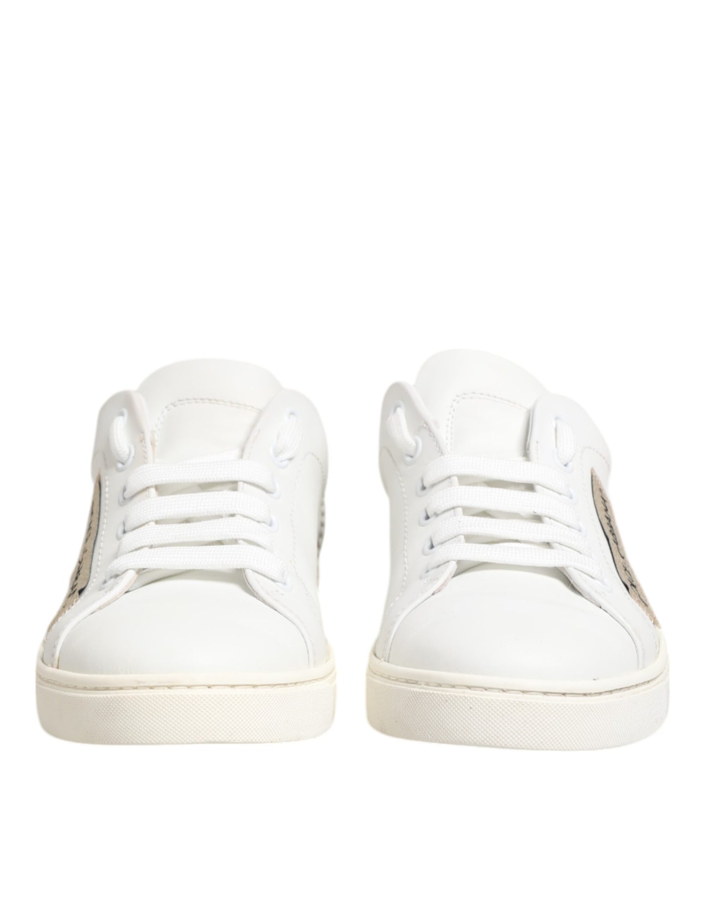 Dolce &amp; Gabbana Weiß Grau Leder Low Top Sneakers Schuhe