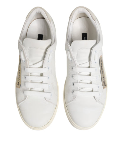 Dolce &amp; Gabbana Weiß Grau Leder Low Top Sneakers Schuhe