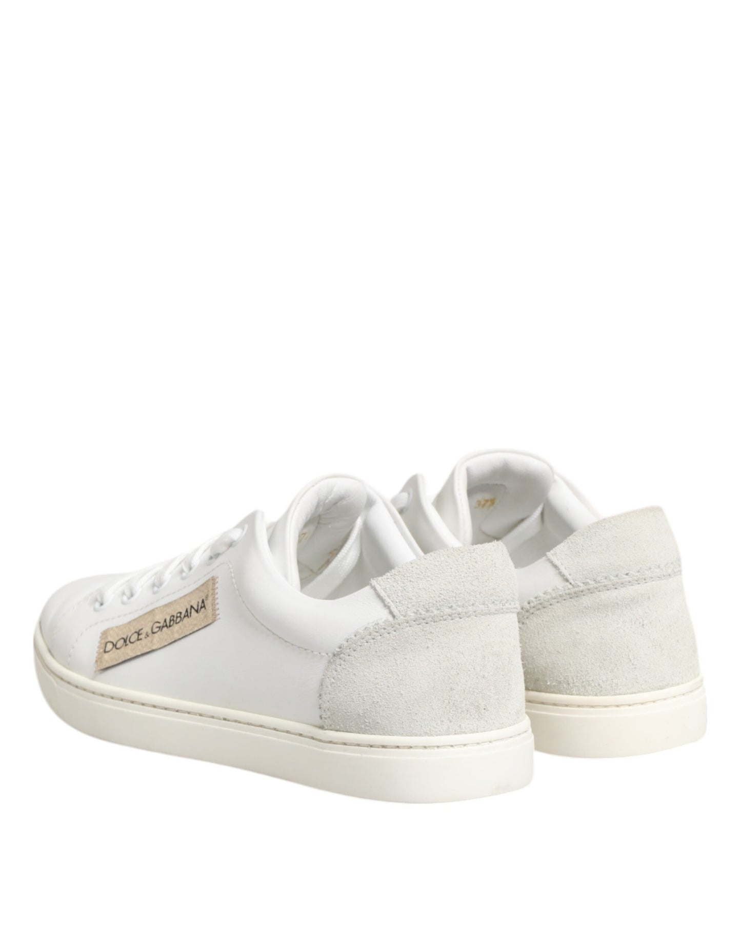Dolce &amp; Gabbana Weiß Grau Leder Low Top Sneakers Schuhe