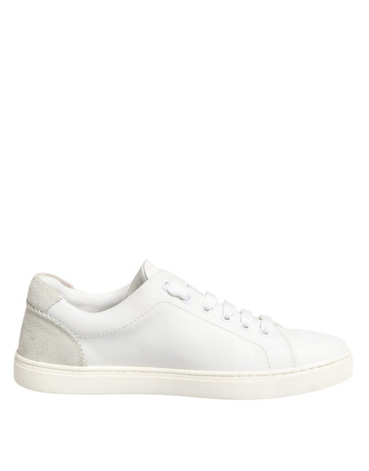 Dolce &amp; Gabbana Weiß Grau Leder Low Top Sneakers Schuhe