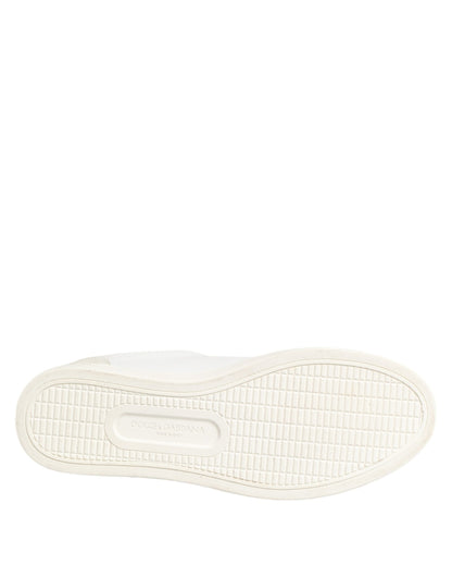 Dolce &amp; Gabbana Weiß Grau Leder Low Top Sneakers Schuhe
