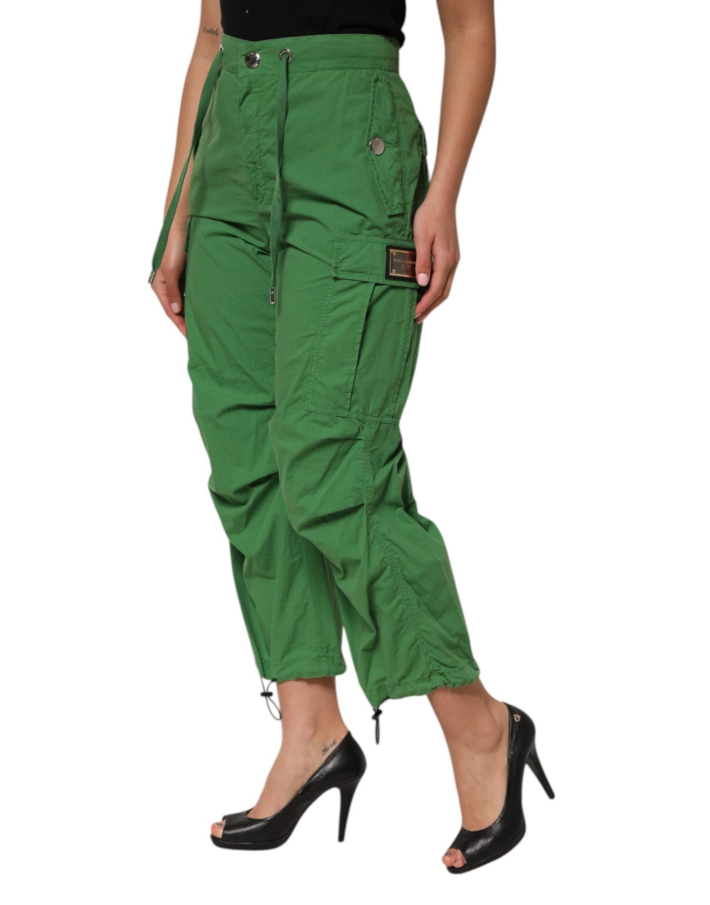 Dolce &amp; Gabbana – Grüne Cargohose aus Baumwolle mit hoher Taille