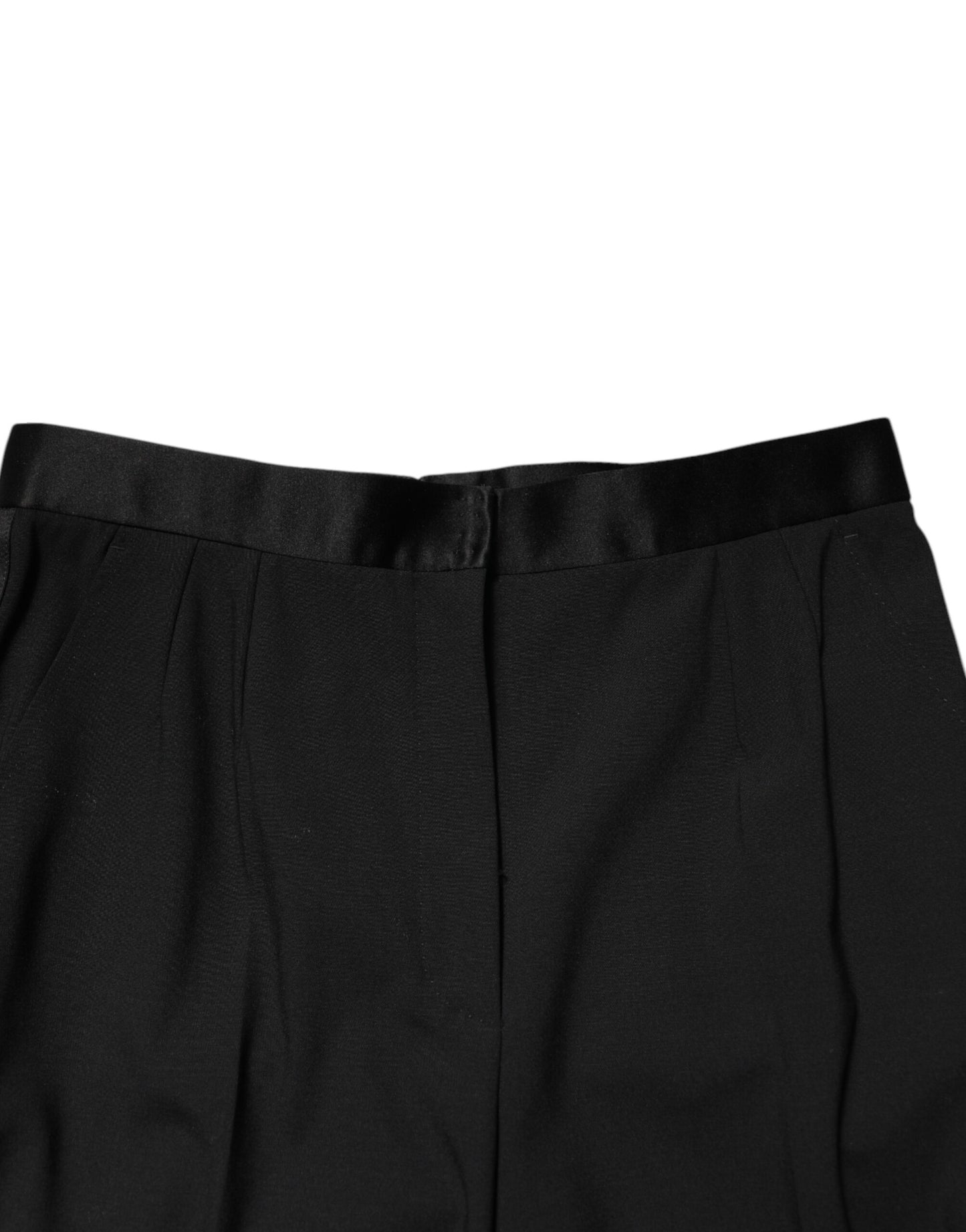 Dolce &amp; Gabbana – Schwarze, hoch taillierte, konisch zulaufende Wollhose