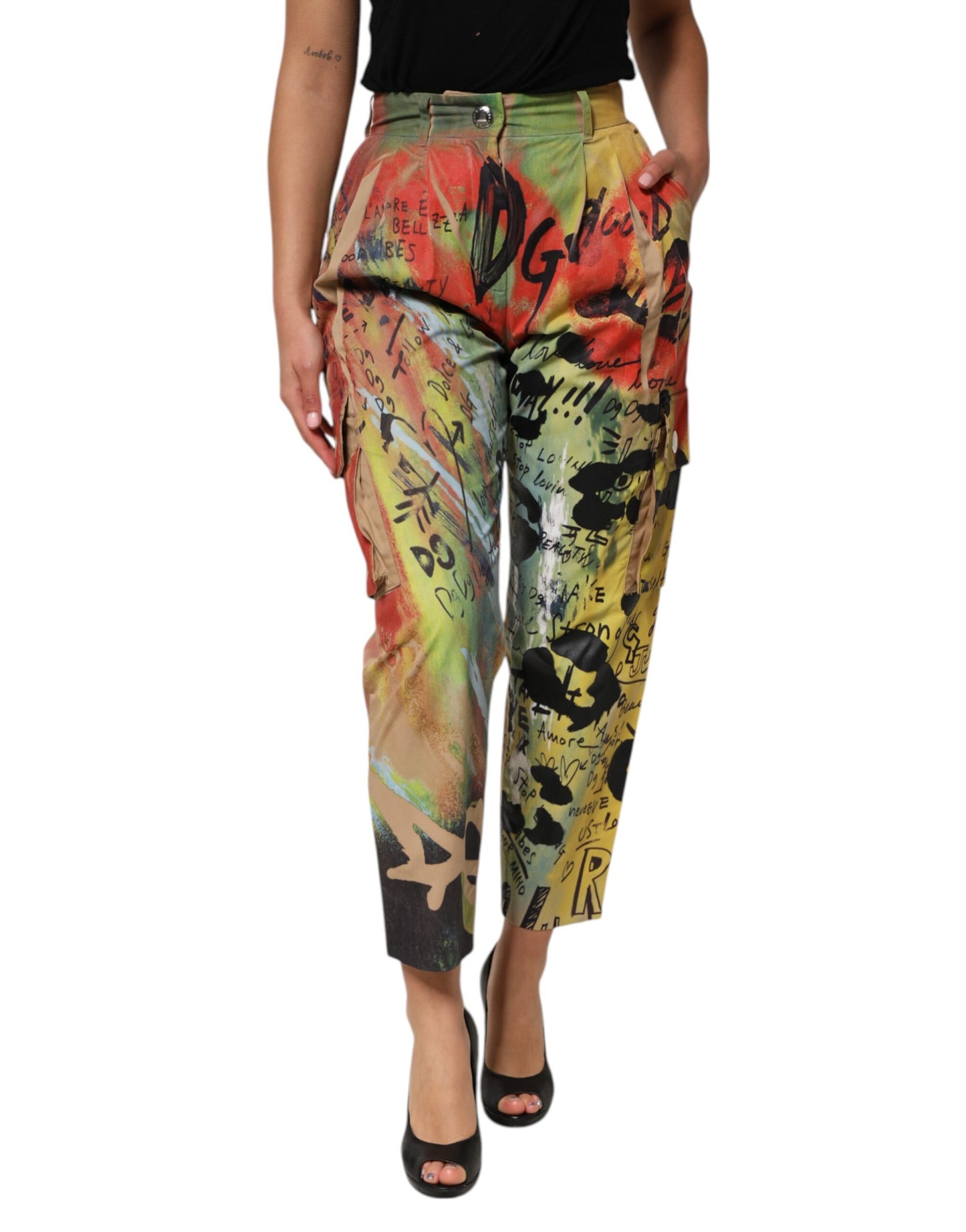 Dolce &amp; Gabbana – Mehrfarbige Cargohose mit hoher Taille