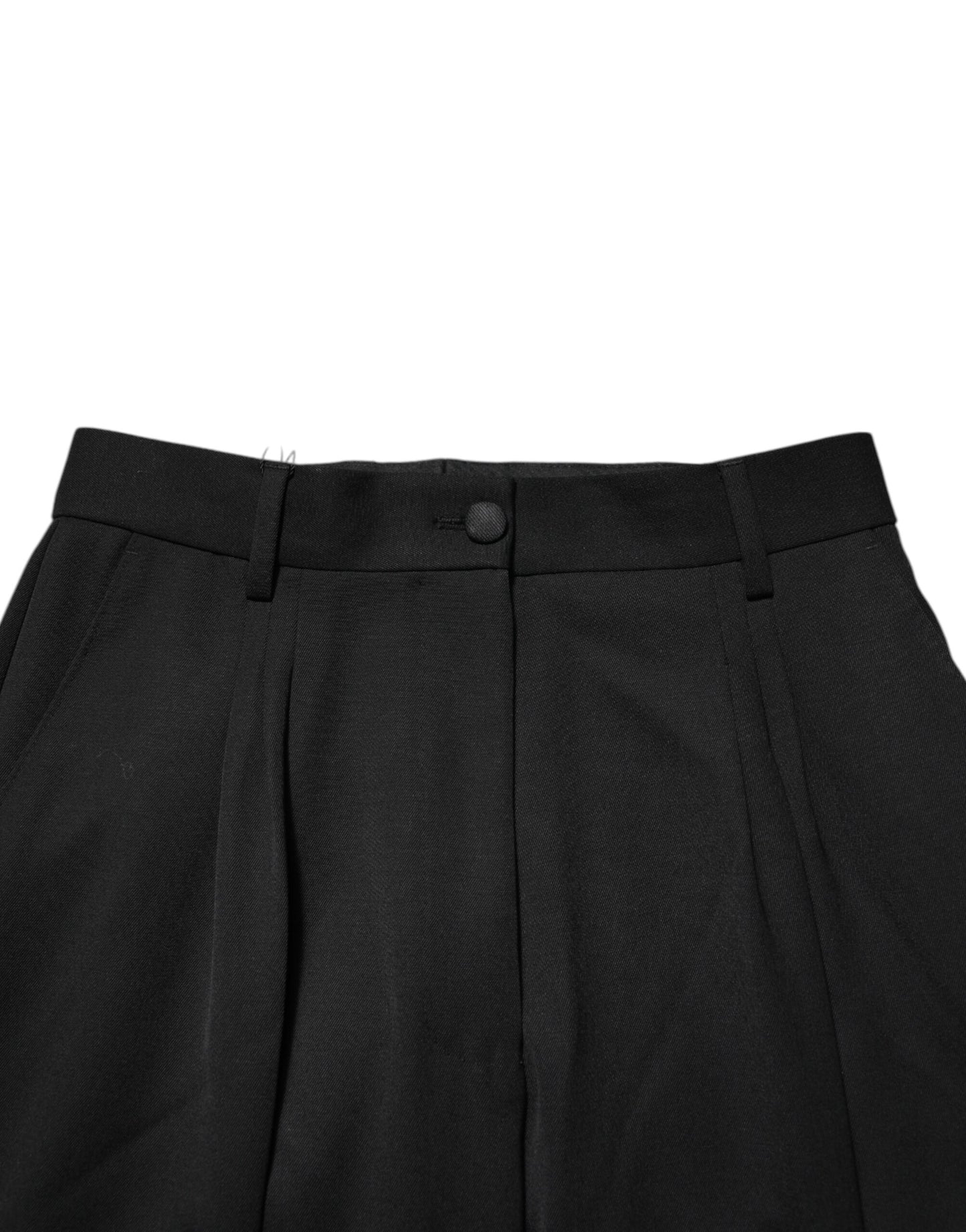 Dolce &amp; Gabbana – Schwarze Wollhose mit geradem Bein und Reißverschlussdetail