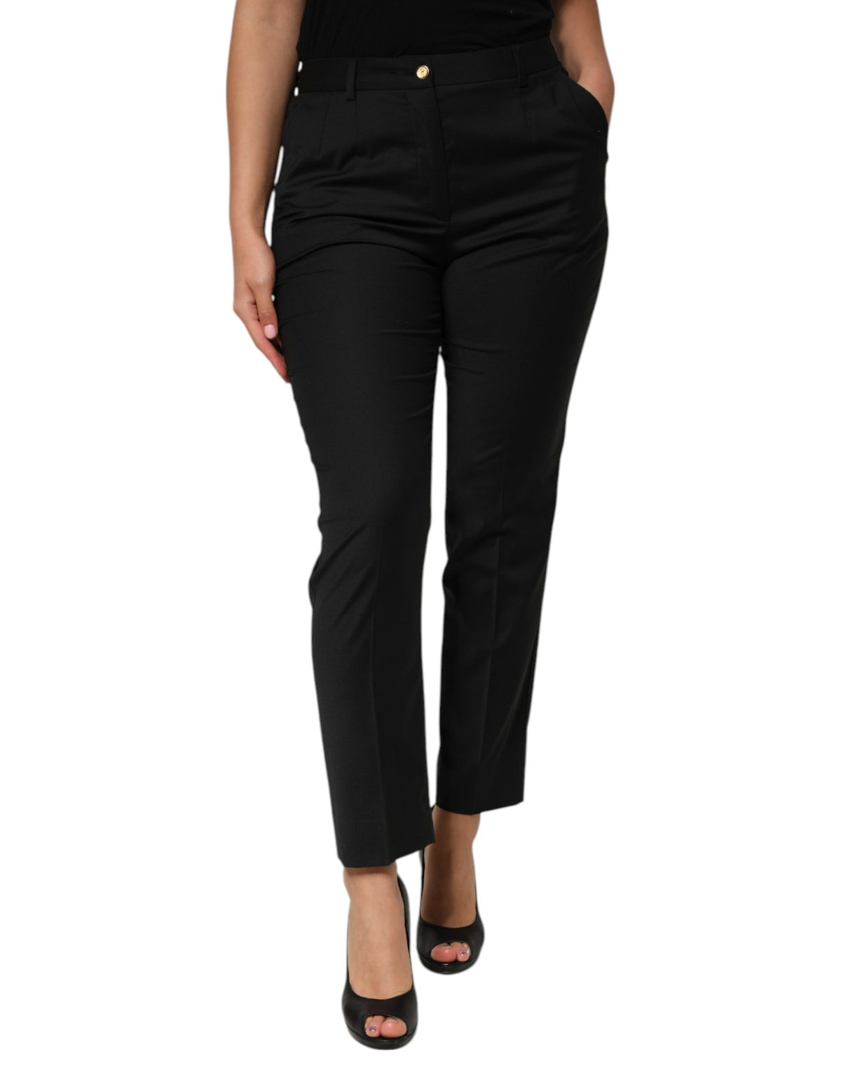 Dolce &amp; Gabbana Schwarze konische Polyesterhose für Damen