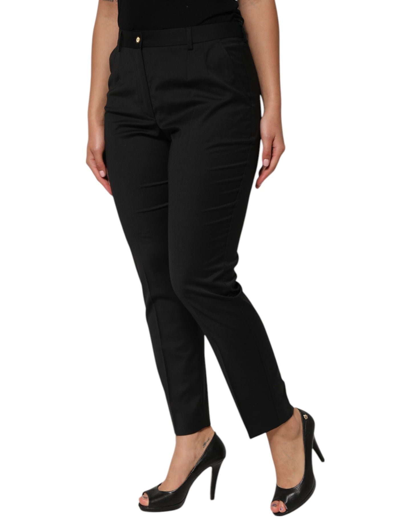 Dolce &amp; Gabbana Schwarze konische Polyesterhose für Damen