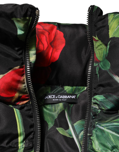 Dolce &amp; Gabbana – Puffermantel mit mehrfarbigem Blumenmuster und durchgehendem Reißverschluss