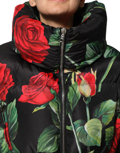 Dolce &amp; Gabbana – Puffermantel mit mehrfarbigem Blumenmuster und durchgehendem Reißverschluss