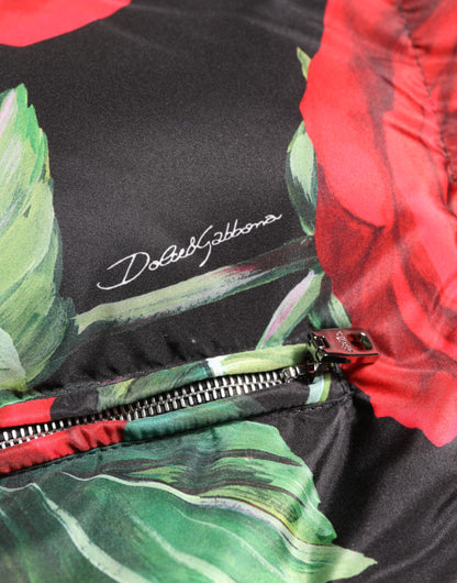 Dolce &amp; Gabbana – Puffermantel mit mehrfarbigem Blumenmuster und durchgehendem Reißverschluss