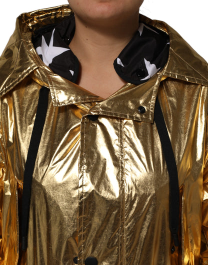 Dolce &amp; Gabbana – Trenchcoat-Jacke mit Kapuze und langen Ärmeln in Gold