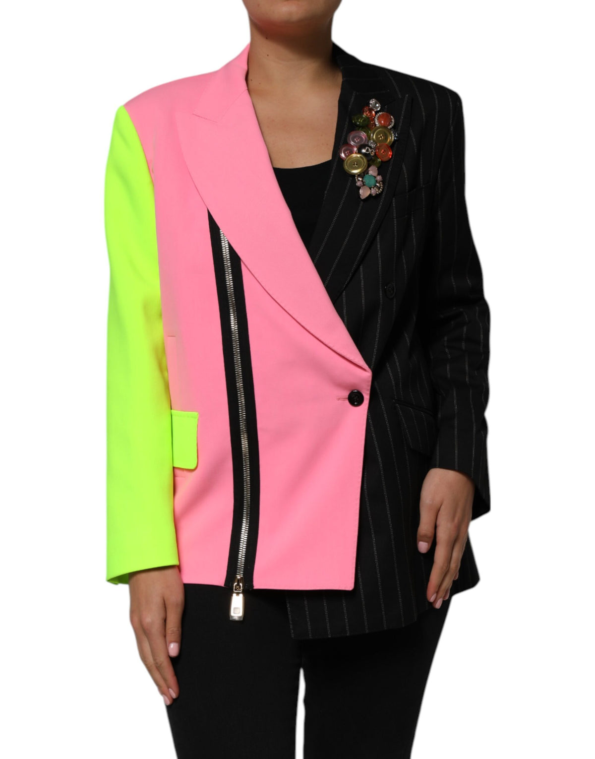 Dolce &amp; Gabbana – Mehrfarbige Manteljacke mit Patchwork-Verzierung
