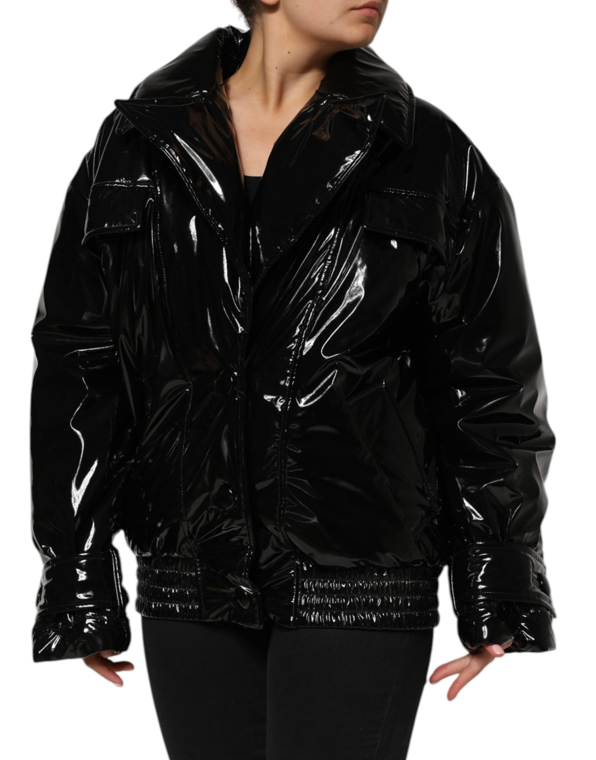 Dolce & Gabbana Schwarze Polyester Stepp-Pufferjacke