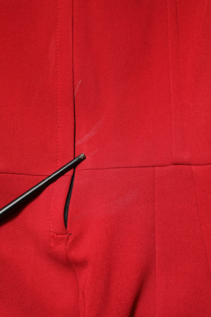 Dolce &amp; Gabbana – Rotes Midi-Etuikleid aus Viskose-Stretch mit Schlitz