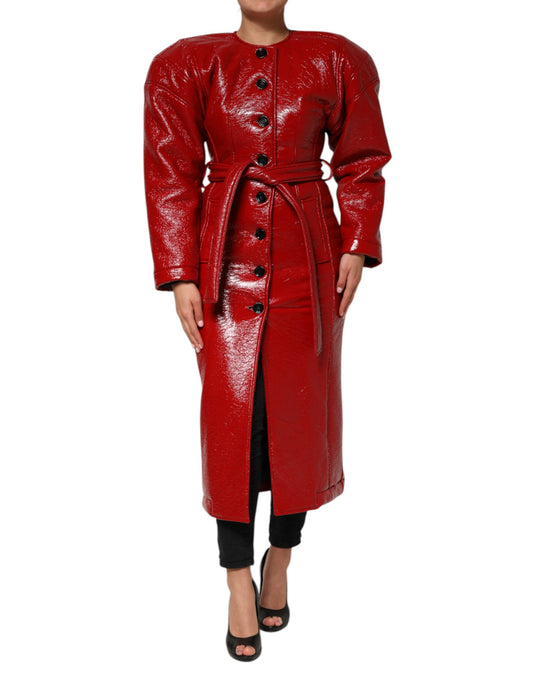 Dolce &amp; Gabbana – Einreihige Trenchcoat-Jacke aus roter Wolle