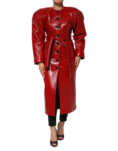Dolce &amp; Gabbana – Einreihige Trenchcoat-Jacke aus roter Wolle