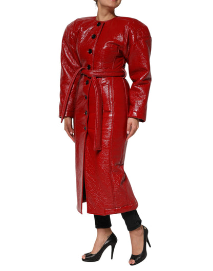 Dolce &amp; Gabbana – Einreihige Trenchcoat-Jacke aus roter Wolle