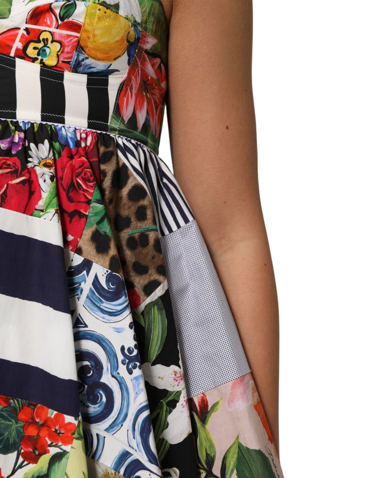 Dolce &amp; Gabbana Mehrfarbiges Patchwork-Minikleid aus Baumwolle im Aline-Stil