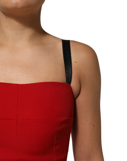 Dolce &amp; Gabbana – Rotes, figurbetontes, knielanges Stretch-Etuikleid