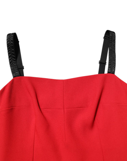 Dolce &amp; Gabbana – Rotes, figurbetontes, knielanges Stretch-Etuikleid