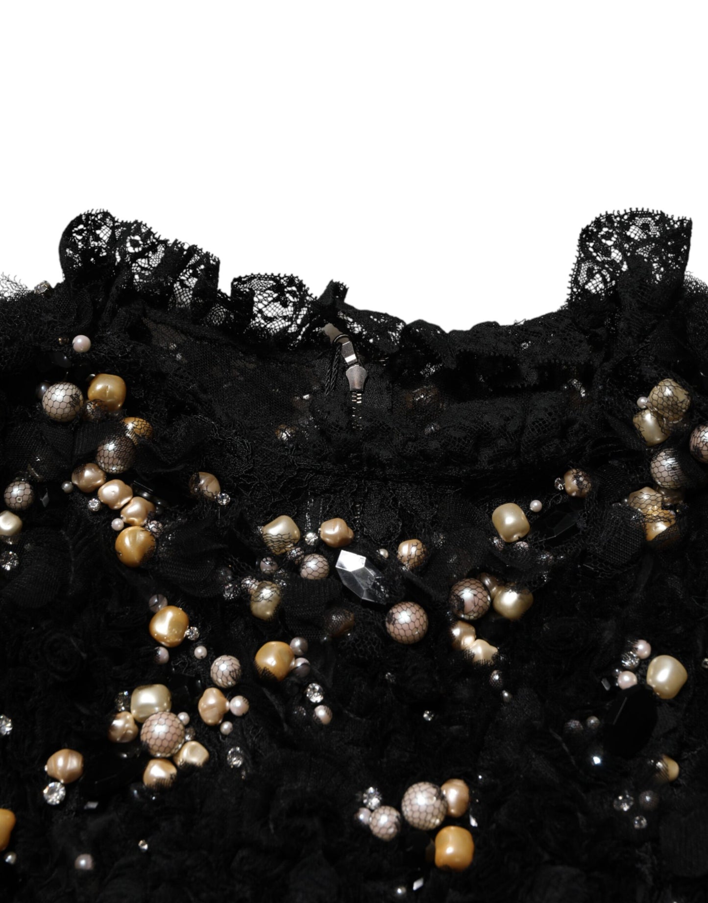 Dolce &amp; Gabbana – Schwarzes Etuikleid aus Viskose mit Perlenverzierung