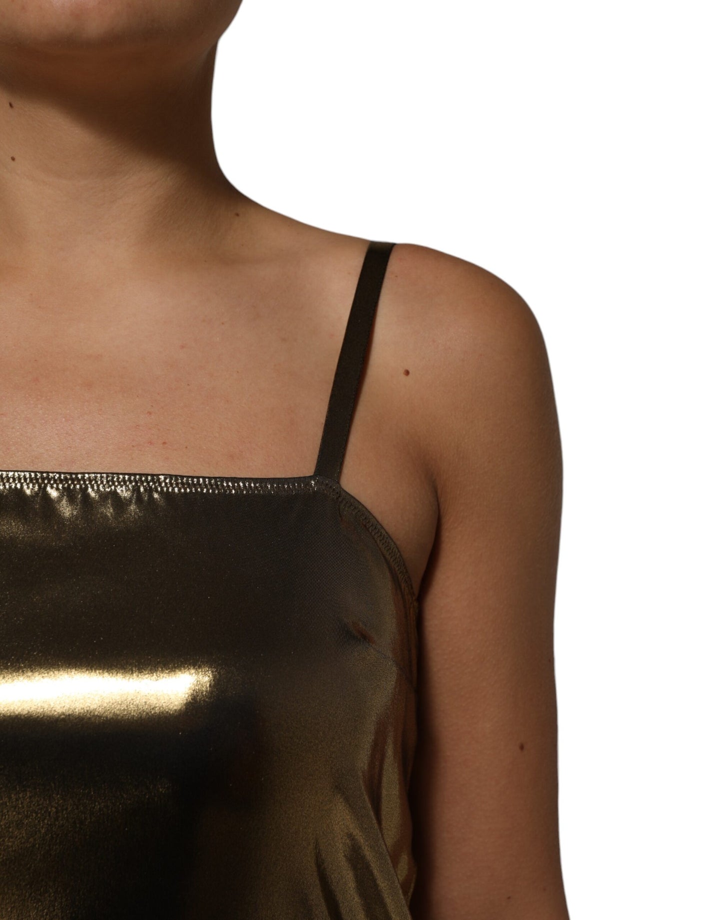 Dolce &amp; Gabbana – Ärmelloses Minikleid in A-Linie in Metallic-Gold