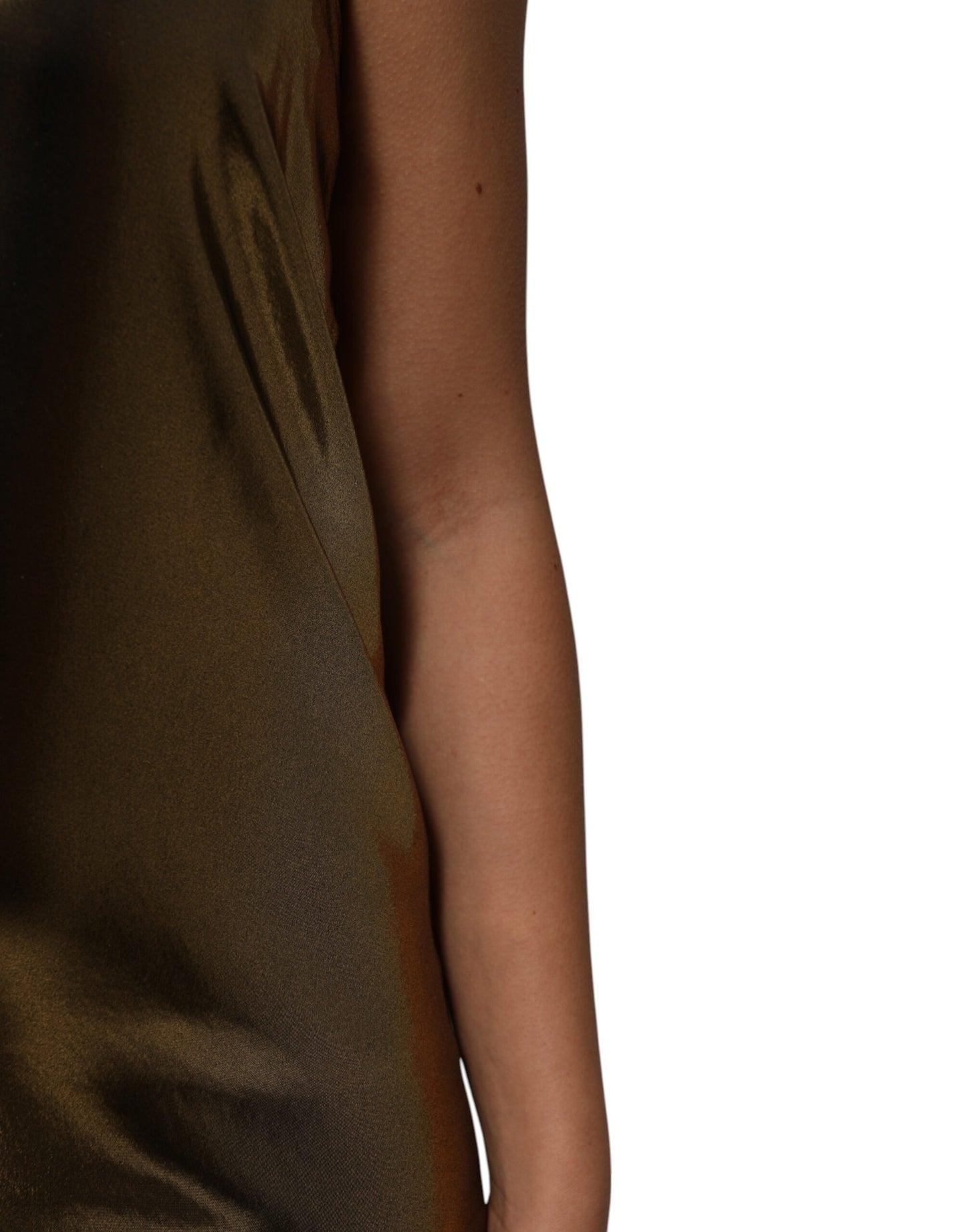 Dolce &amp; Gabbana – Ärmelloses Minikleid in A-Linie in Metallic-Gold