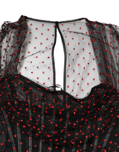 Dolce &amp; Gabbana – Schwarzes, langärmliges Etui-Minikleid mit Spitzenbesatz