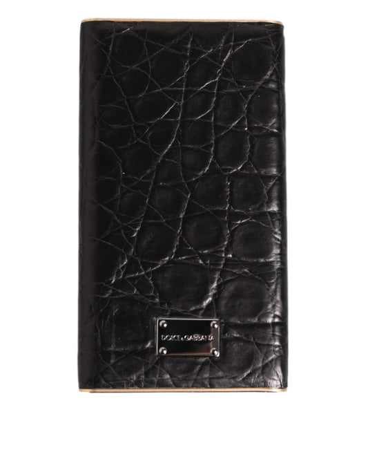 Dolce & Gabbana Black Leather Exotic Skin 3000mAh Power Bank Charger USB
