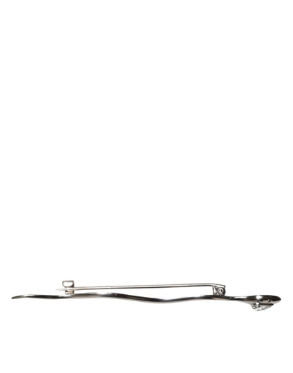 Dolce &amp; Gabbana Silber Messing Kristall Spilla Serpente Herren Brosche Pin