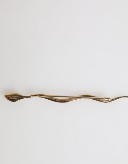 Dolce &amp; Gabbana Gold Messing Rot Kristall Spilla Serpente Herren Brosche Pin