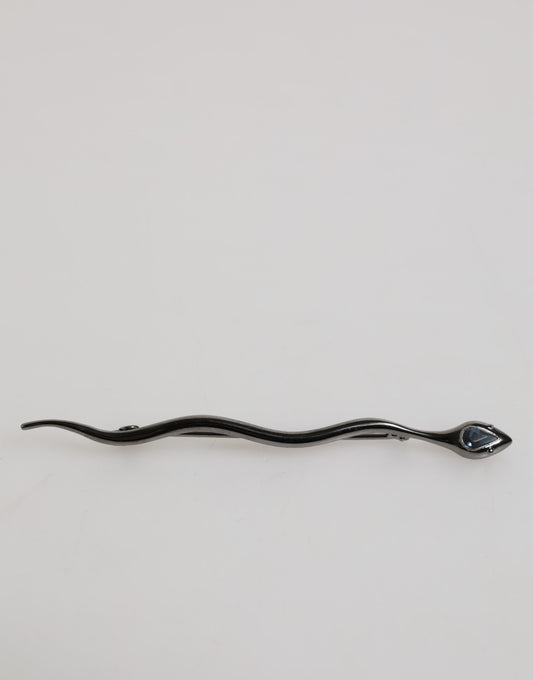 Dolce &amp; Gabbana Schwarze Messing-Kristall-Spilla-Serpente-Herrenbrosche