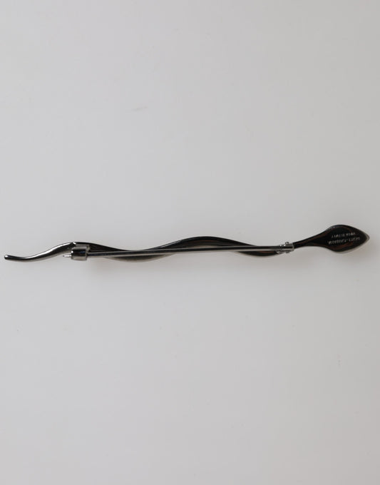 Dolce &amp; Gabbana Schwarze Messing-Kristall-Spilla-Serpente-Herrenbrosche