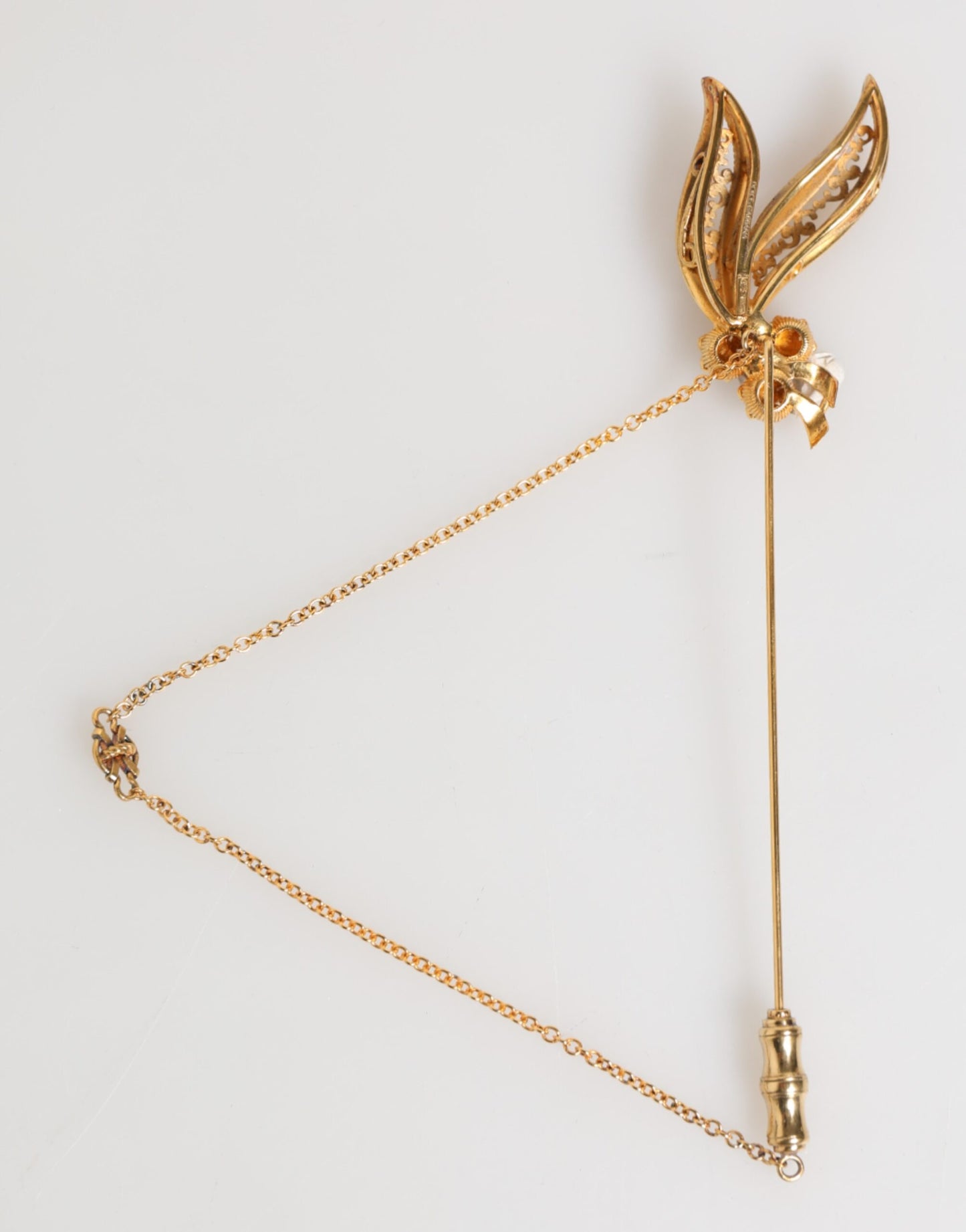 Dolce &amp; Gabbana – Goldfarbene Brosche aus 925er Sterlingsilber mit Kristallketten