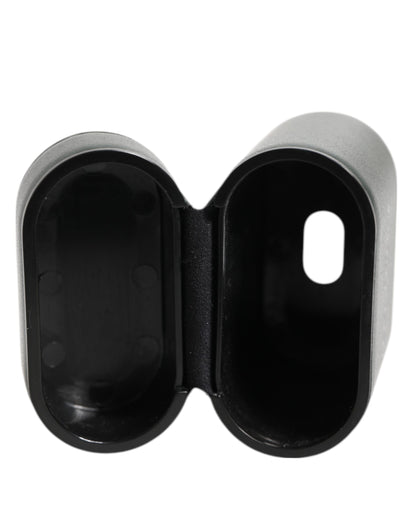 Dolce &amp; Gabbana – Flip-Halter für Herren-Airpods-Hülle aus schwarzem Leder mit Logo-Print