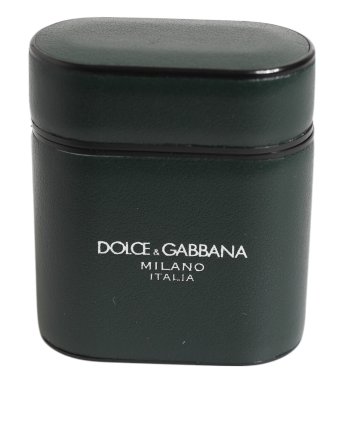 Dolce &amp; Gabbana – Flip-Halter für Herren-Airpods-Hülle aus schwarzem Leder mit Logo-Print